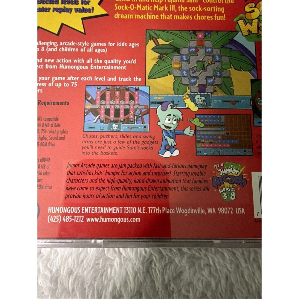 Pajama Sam's Sock Works PC CD ROM Windows 98/95 3.1 + Mac Junior Arcade 3-8